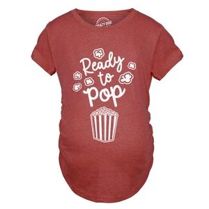 Camiseta de maternidad lista para pop divertida broma palomitas de maíz sarcásticas camiseta de embarazo para - Imagen 1 de 8