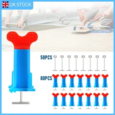 130xTile Leveling System Kit Reusable Tile Spacer Wall Floor Clips Tools - Image 1 of 4