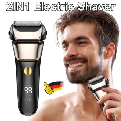 MARKENLOS Men Electric Shavers Waterproof Reciprocating Foil Razor Precision Beard Trimmer