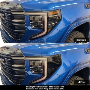 Crux Moto Headlight Tint Dark Smoke 20% for 2022 + GMC Sierra 1500 - Picture 1 of 4