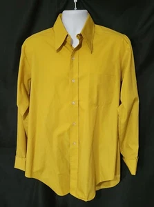 VTG 60s 70s Sears Perma Prest Tapered Shirt Harvest Gold 16.5 Neck 34 Sleeve - Picture 1 of 5