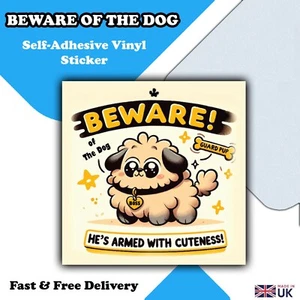 Novelty Beware of the Dog Sticker Sign - Guard Dog Sticker - 100mm x 100mm - Picture 1 of 4