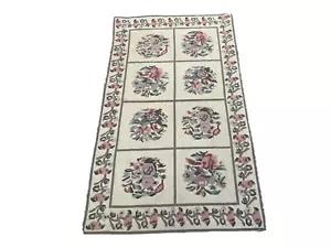 Vintage French Aubusson Rug Needle Point Wool Home Décor Carpet 3x5 ft - Picture 1 of 9