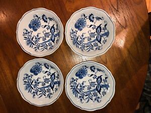 Vintage Blue Danube onion porcelain luncheon salad plates 8 3/4" set of 4 MINT
