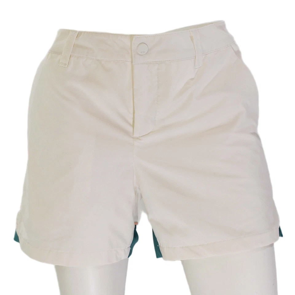 Pantalones cortos de golf Oakley blancos de nailon para mujer M bloques de colores borde melocotón forrados ajuste atlético Foto 1 de 4
