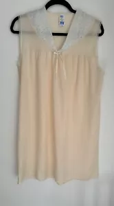 Vintage 90s BHS UK 14-16 Pullover Cream Dainty Bow Polyester Blend Nightdress - Picture 1 of 9