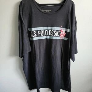 U.S. Polo Assn. Size 4XL Spell-Out and Pony Chest Logo Black Short Sleeve Shirt - Picture 1 of 8