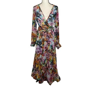 Meghan Los Angeles Maxikleid Sommer V-Ausschnitt Ballonärmel Boho Party Blumen - Bild 1 von 11