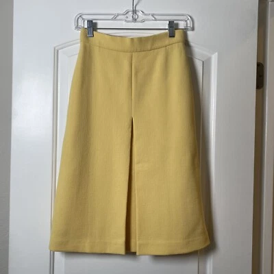 Chloe Yellow Wool Knee Length A-line Skirt - Image 1 of 4