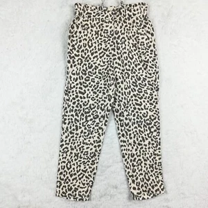 J. Crew Womens Pants Linen Blend Leopard Print Ruffle Waist High Rise Tall 4T - Picture 1 of 14