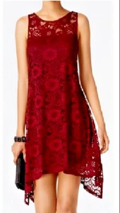 Signature By Robbie Bee Damen Burgunderrot Spitze Ärmellos Kleid Neu - Bild 1 von 6