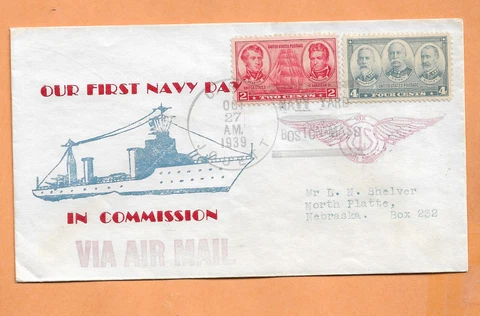 U.S.S  JOUETT NAVY DAY OCT 27,1939 NAVY YARD BOSTON  NAVAL COVER Cover