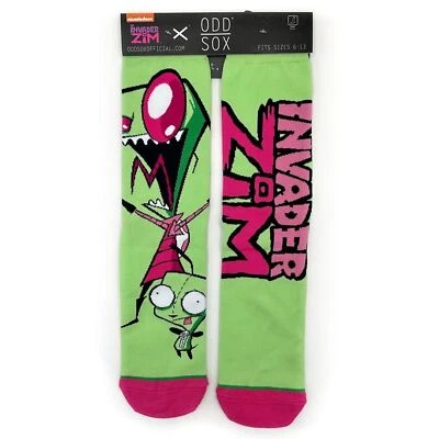 Odd Sox захватчик Zim экипажа носки мужской женщин Gir Nickelodeon Y2K подарок зеленый розовый - Изображение 1 из 4