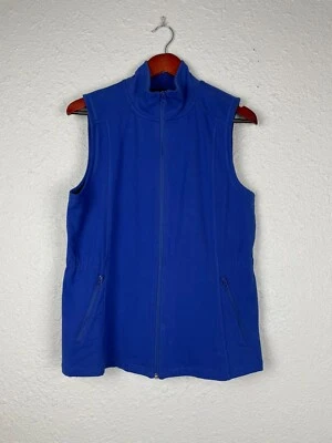 T by Talbots PL Vest Royal Blue Stretch Cotton Zip Mock Neck Zip Pockets NWT - Image 1 of 4