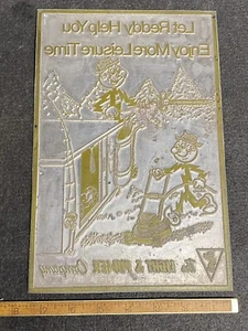 Rare Vintage Reddy Kilowatt Newspaper Print Block LARGE 11-1/4” X 7-3/8” Metal - Picture 1 of 6