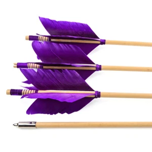 6/12PC 32" Wooden Arrows 4" Feathers Flu-Flu Traditional Longbow Archery Hunting - Picture 1 of 67
