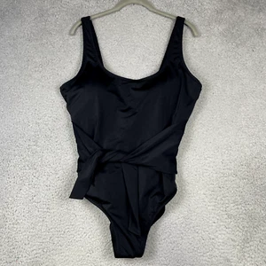 Fabletics Womens Size XXL 1X Scoop Tie Back One Piece Swimsuit Solid Black NWT - Picture 1 of 10