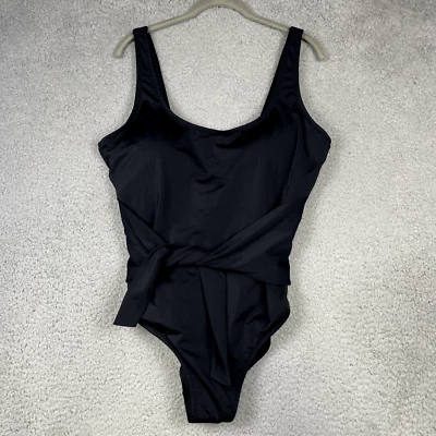 Fabletics Womens Size XXL 1X Scoop Tie Back One Piece Swimsuit Solid Black NWT - Image 1 of 4