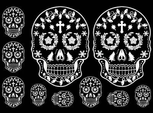 Weihnachten Sugar Skulls 10 Stück weiß verschmolzene Glas Aufkleber - Bild 1 von 2