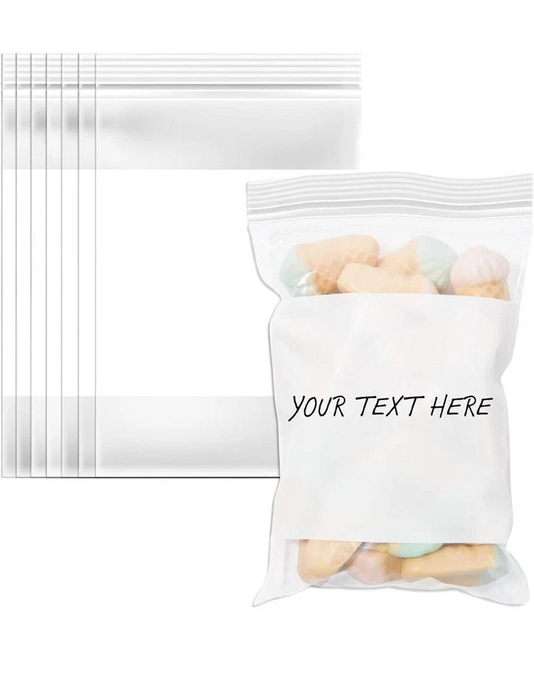 500/PCS White Block 6"x9" Clear Reclosable Seal Bag Plastic Zip Lock Bags 2Mil - Image 1 of 4