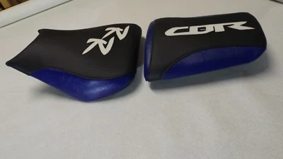 HONDA 04/05/06/07 CBR1000RR FRONT & REAR SEAT COVERS BLACK CF TEXTURE/BLUE/WHITE - Image 1 of 4