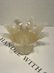Murano Art Glass Frosted Vase /Candle Holder Made in Italy With Original Sticker - Picture 1 of 3