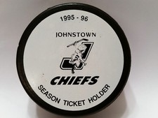 1995'96 JOHNSTOWN CHIEFS Season Ticket Holder ECHL HOCKEY PUCK Blank Back
