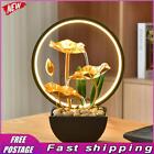 3-Tier Tabletop Water Fountain with LED Ring Light Home Decor (Round Water Pump)