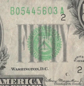 1934 New York Fifty Dollar Bill B05445603A C1 110 - Picture 1 of 11