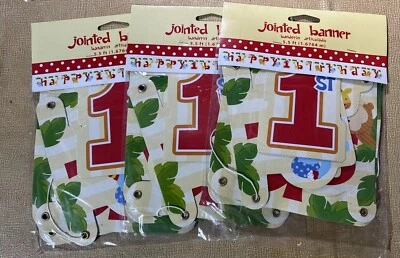 3 Packages Happy 1st Birthday Jointed Jungle Themed Banner. 5 1/2 Foot Long. C-2 - Image 1 of 4