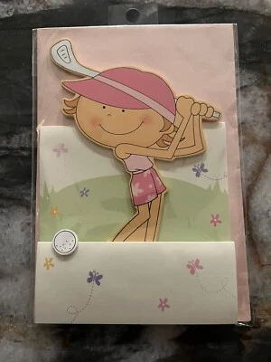 Woman's Golf Wooden 3d Pop out Greeting Card Q3 - Image 1 of 3