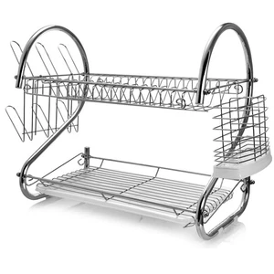 MegaChef 16 Inch Two Shelf Dish Rack with Easily Removable Draining Tray, 6 Cup - Picture 1 of 1
