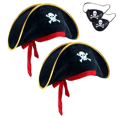 D-Fokes 2 Piezas Sombrero Pirata Estampado Calavera Pirata Capitán Disfraz Gorra - Pirata A... Foto 1 de 4
