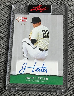 2022 Leaf Pro Set Sports Jack Leiter EMERALD Base Auto #2/3  - SSP Rangers - Image 1 of 2
