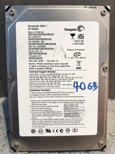 Seagate Barracuda 7200.7 ST340014A 40GB IDE Hard Disk Drive Silver (UNTESTED) - Afbeelding 1 van 4