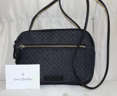 Vera Bradley Iconic RFID Маленькая Джинсовая ткань через плечо Темно-синий Лунный свет - Новая без ценников - Изображение 1 из 4