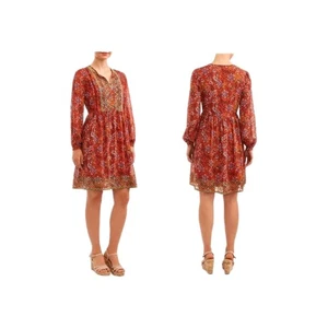 Time And Tru Women’s Woven Peasant Dress Spiced Cider Floral Size XL NWT - Picture 1 of 11