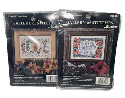 Bucilla Gallery of Stitches Cross Stitch Set Of 2 Home Sweet Home and Love New - Image 1 of 3