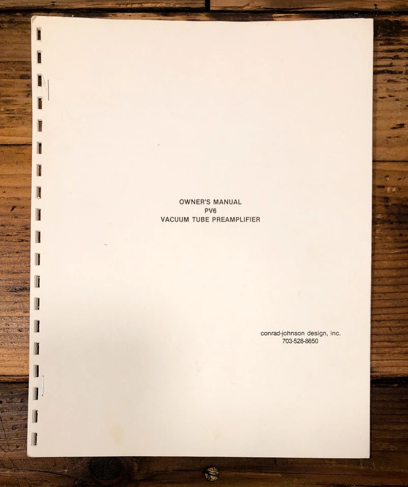 Pré-amplificador/pré-amplificador Conrad Johnson PV6 PV-6 proprietários/manual do usuário *original* - Imagem 1 de 1