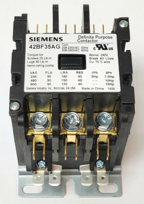 SIEMENS 42BF35AG 61432 3 Pole 208 220 240 VAC Contactor Definite Purpose 30 AMP - Image 1 of 4