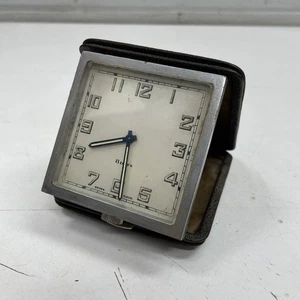 VINTAGE ORIGINAL Folding Clock Alarm Travel Pocket Uranium? Swiss 8 Days - Bild 1 von 6