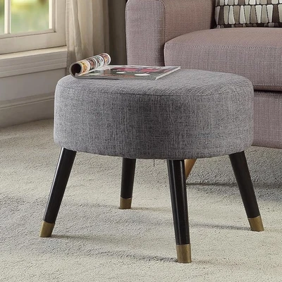 Sgabello Pouf Struttura in Legno E Rivestimento in Tessuto Lino Colore Grigio, P - Immagine 1 di 4