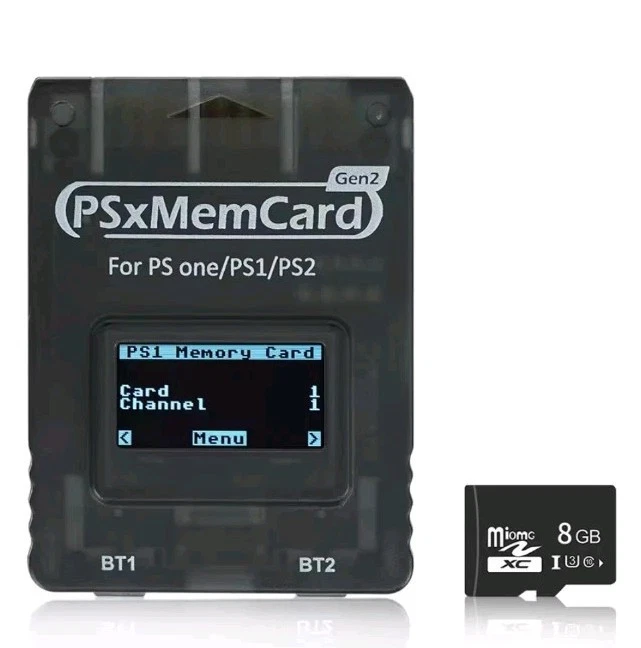PSX MEMORY CARD GEN 2 DISPLAY LCD FUNCTION WITH SD CARD 8GB PS1/PS2 BITFUNX  - Immagine 1 di 1
