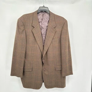 Blazer Hickey Freeman Para Hombres Talla 46R Marrón Espiga Lana de Cordero Cachemira Chaqueta - Imagen 1 de 11