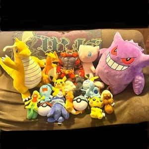 Pokemon Plush Lot - Charizard Pikachu Eevee Gengar Gaogan Dragonite Pichu Mew - Picture 1 of 6