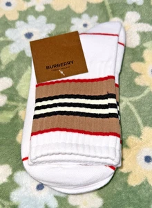 Nuevo Con Etiqueta Burberry Mujer Firma Logo Calcetín Talla S LEER - Imagen 1 de 8
