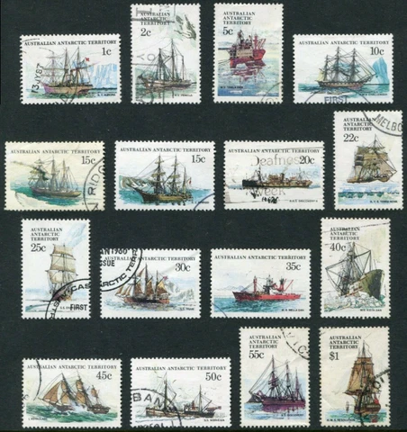 1979-81 Australian Antarctic Territory Ships Definitive's Set Of 16 Fine Used Cover