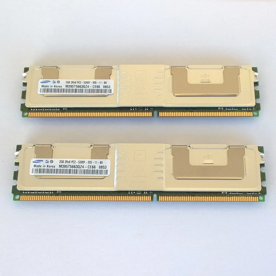Server RAM 4GB Kit (2 x 2GB) Samsung M395T5663QZ4-CE66 DDR2 5300F ECC FB-DIMM - Bild 1 von 1