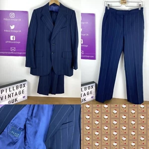 Vintage 60s Jackson The Tailor Blue Stripe Suit Mod Tailored Approx Size S/M - Picture 1 of 8