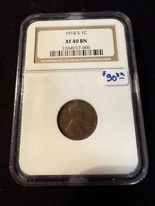 1914 S LINCOLN WHEAT CENT NGC XF 40 BN - Picture 1 of 4